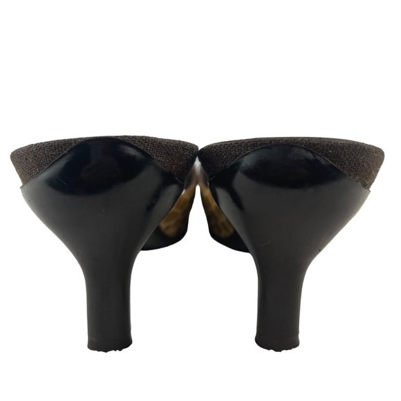 SALVATORE FERRAGAMO Crocodile Print Brown Leather Open Toe Kitten Heel Size 9 - Picture 3 of 13